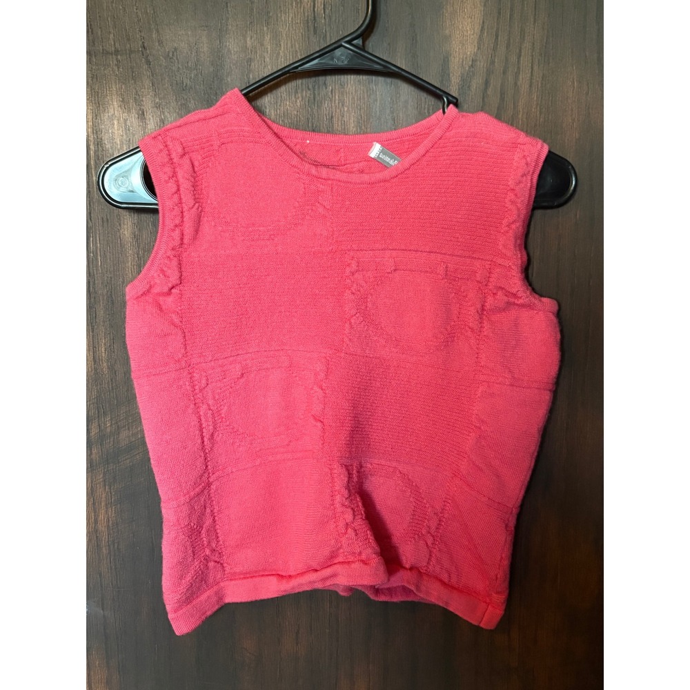 Balla Valentina Italy Pink Textured Knit Sleeveless Top Patchwork Crew Neck S